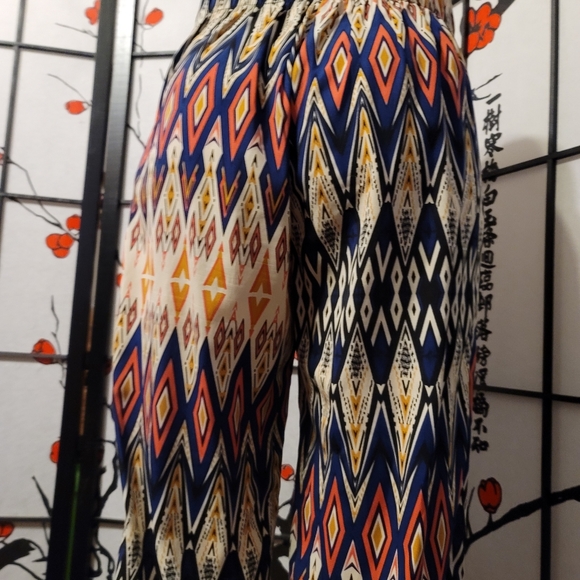 BOHEMIAN GEOMETRIC TRIBAL ART LADIES HAREEM PANTS IN BRIGHT COLORS/SIZE SMALL - Picture 7 of 12